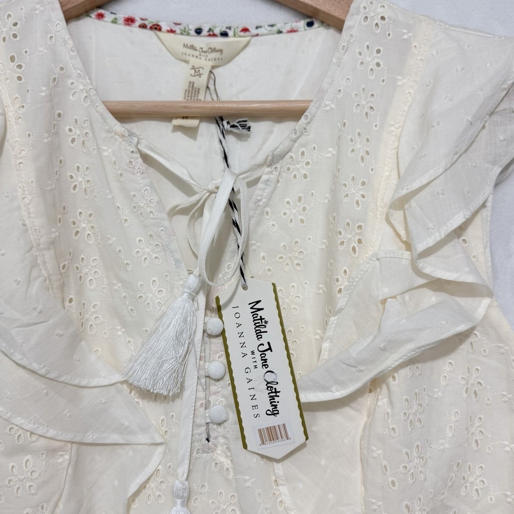 Matilda Jane Joanna Gaines Sweet Dress Eyelet Prairie Ruffles Midi Cream Boho M - Picture 3 of 11